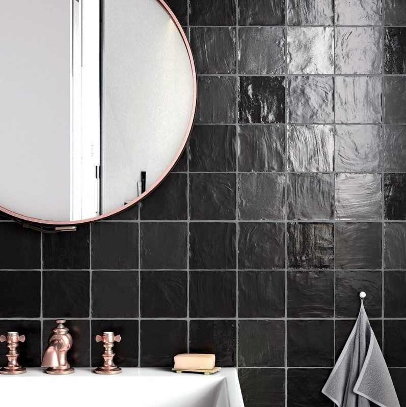 Mallorca 100×100 Black Bathroom v2 - Pavé Tile Co