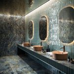 SENSI SIGNORIA LABRADORITE LUX 120X280, 60x120 + ABKSTONE LABRADORITE LUX 12 MM + CROSSROAD BRICK SAGE